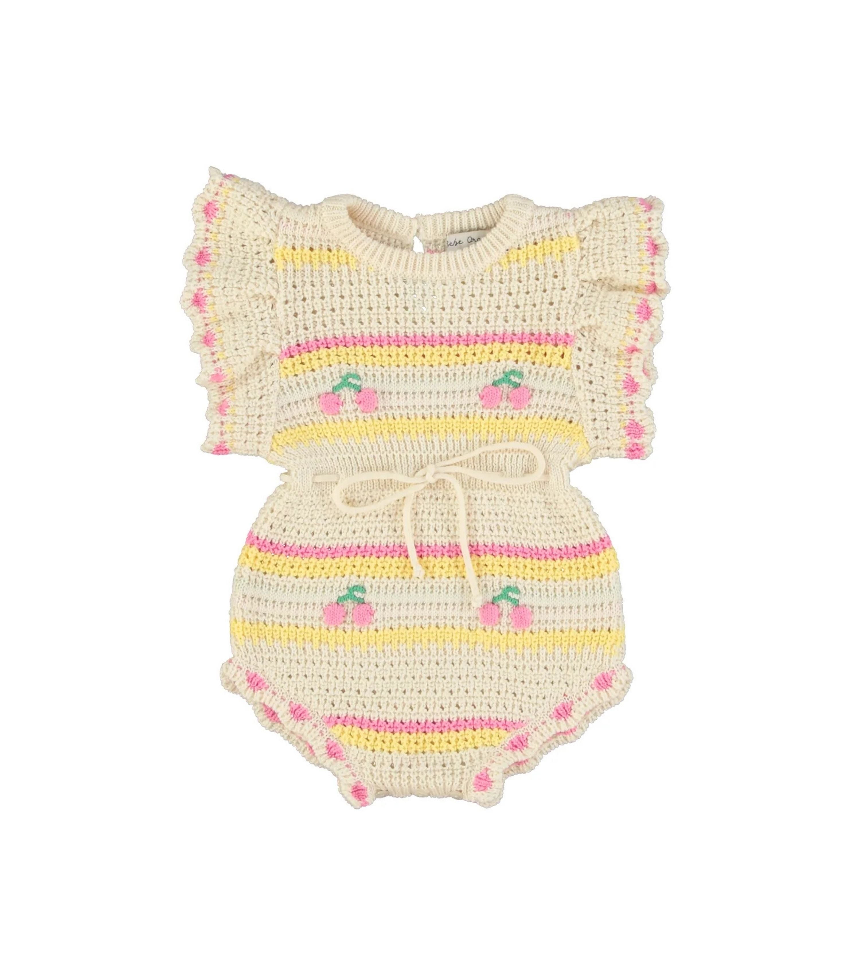 Paloma Romper - Cherry Stripe