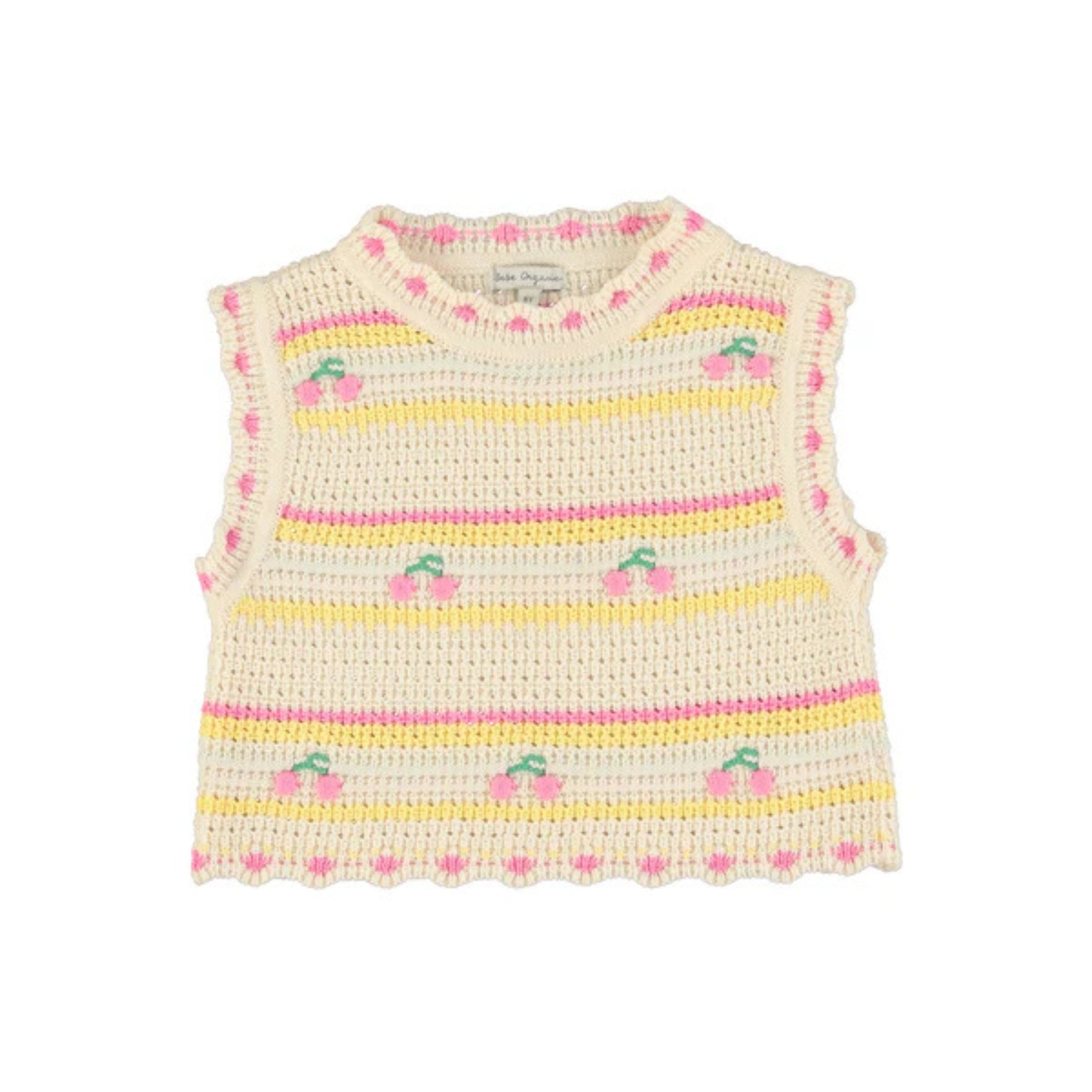 Paloma Vest - Cherry Stripe