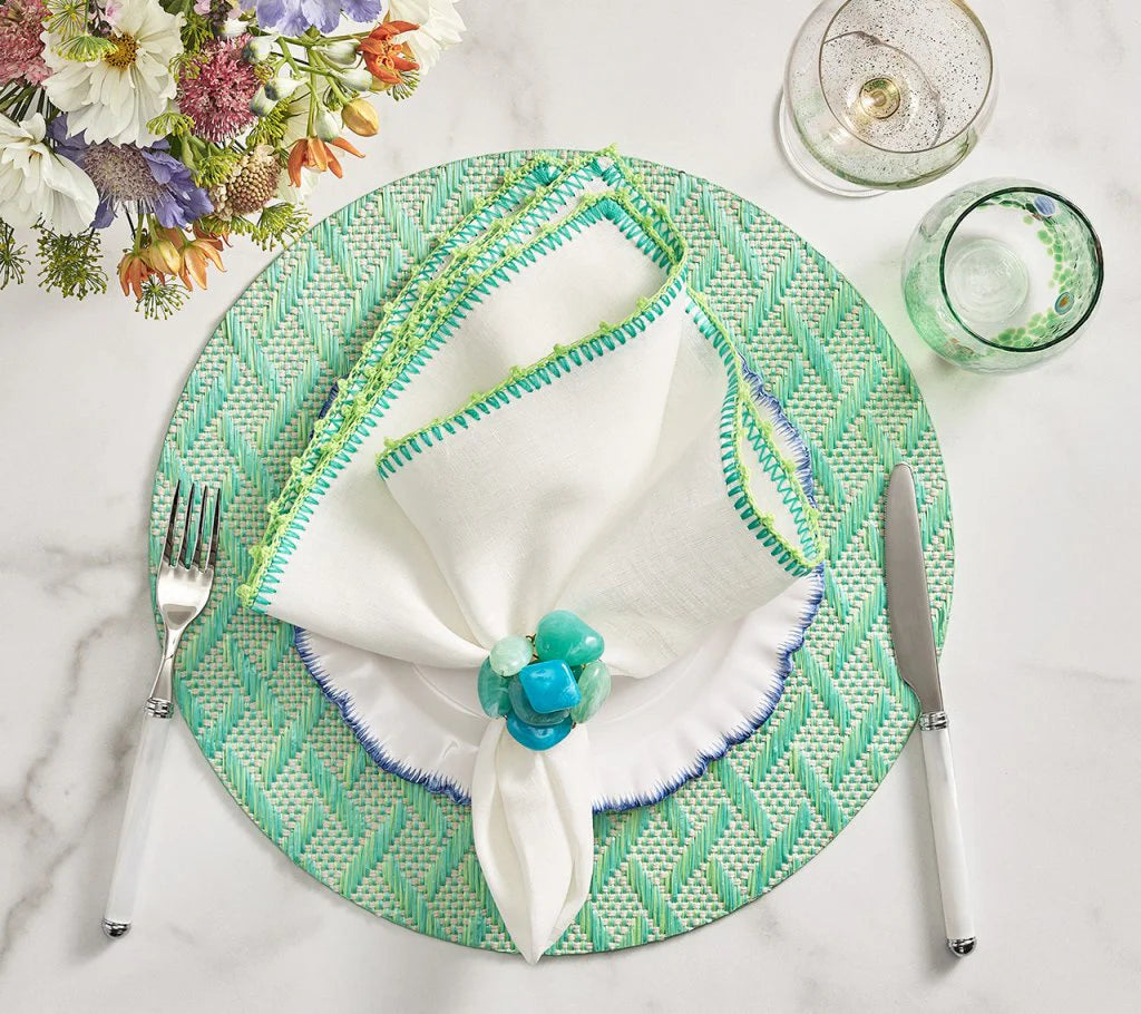 Sea Stone Napkin Ring Set/4 - Blue/Green