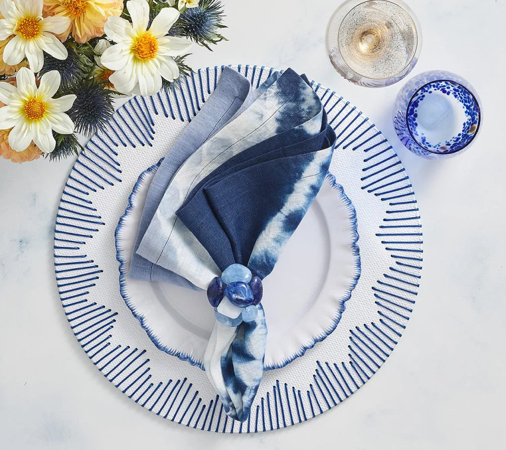 Sea Stone Napkin Ring Set/4 - Navy