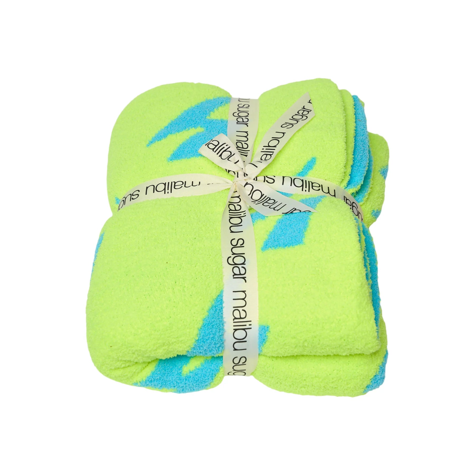 Lightning Bolt Plush Blanket - New Sky Blue/Neon Yellow
