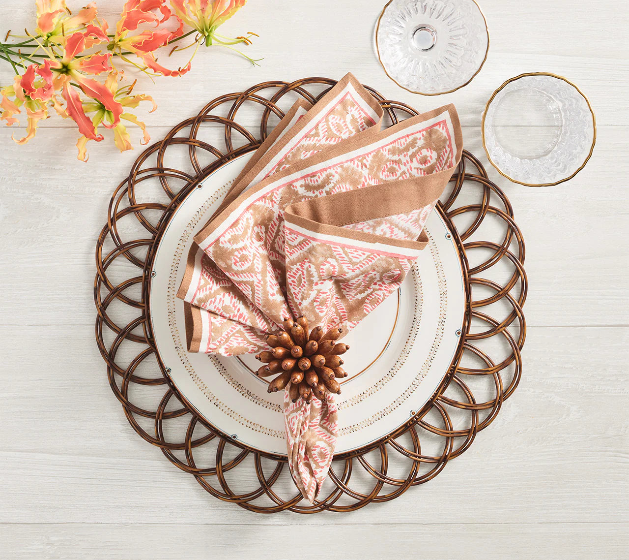 Alfresco Napkin Set/4 - Brown & Orange