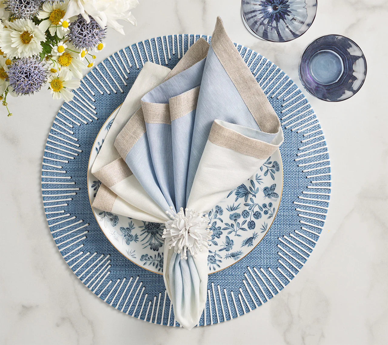 Dip Dye Napkin Set/4 - White & Periwinkle