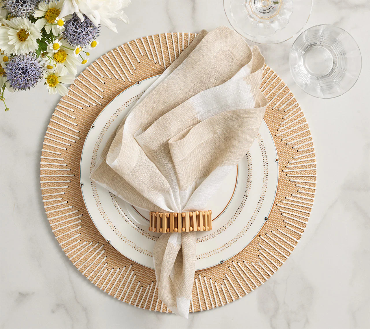 Watercolor Stripe Napkin Set/4 - Natural