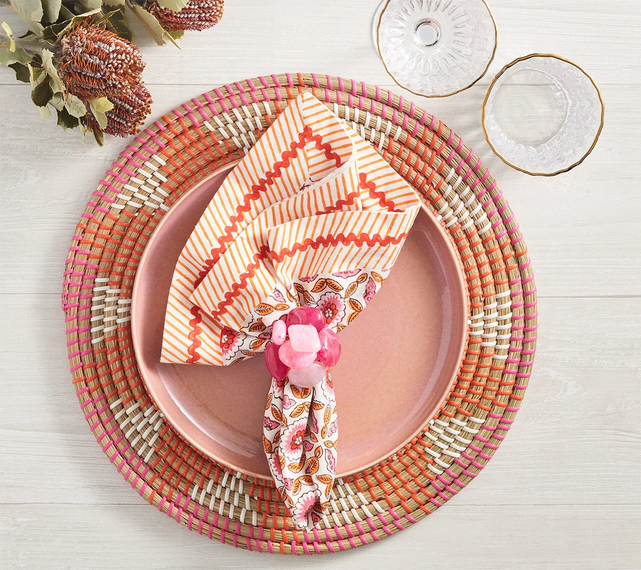 Marjorelle Placemat Set/4 - Pink & Orange