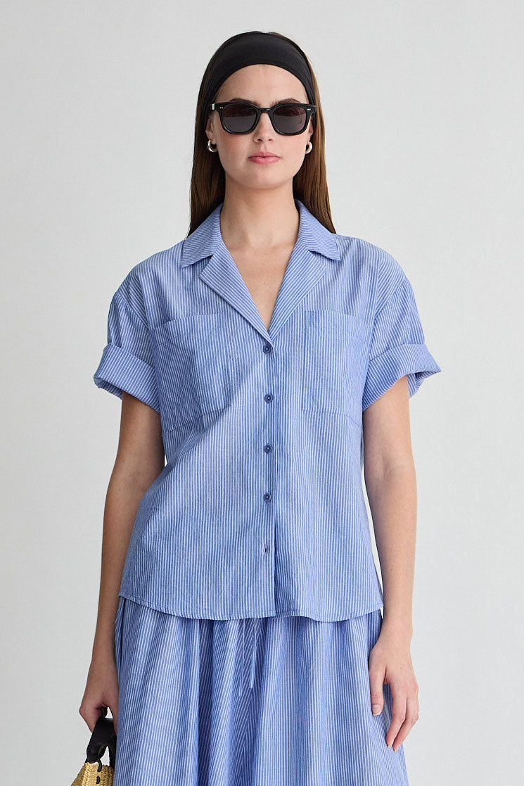 MICROSTRIPE BLUE & CREAM