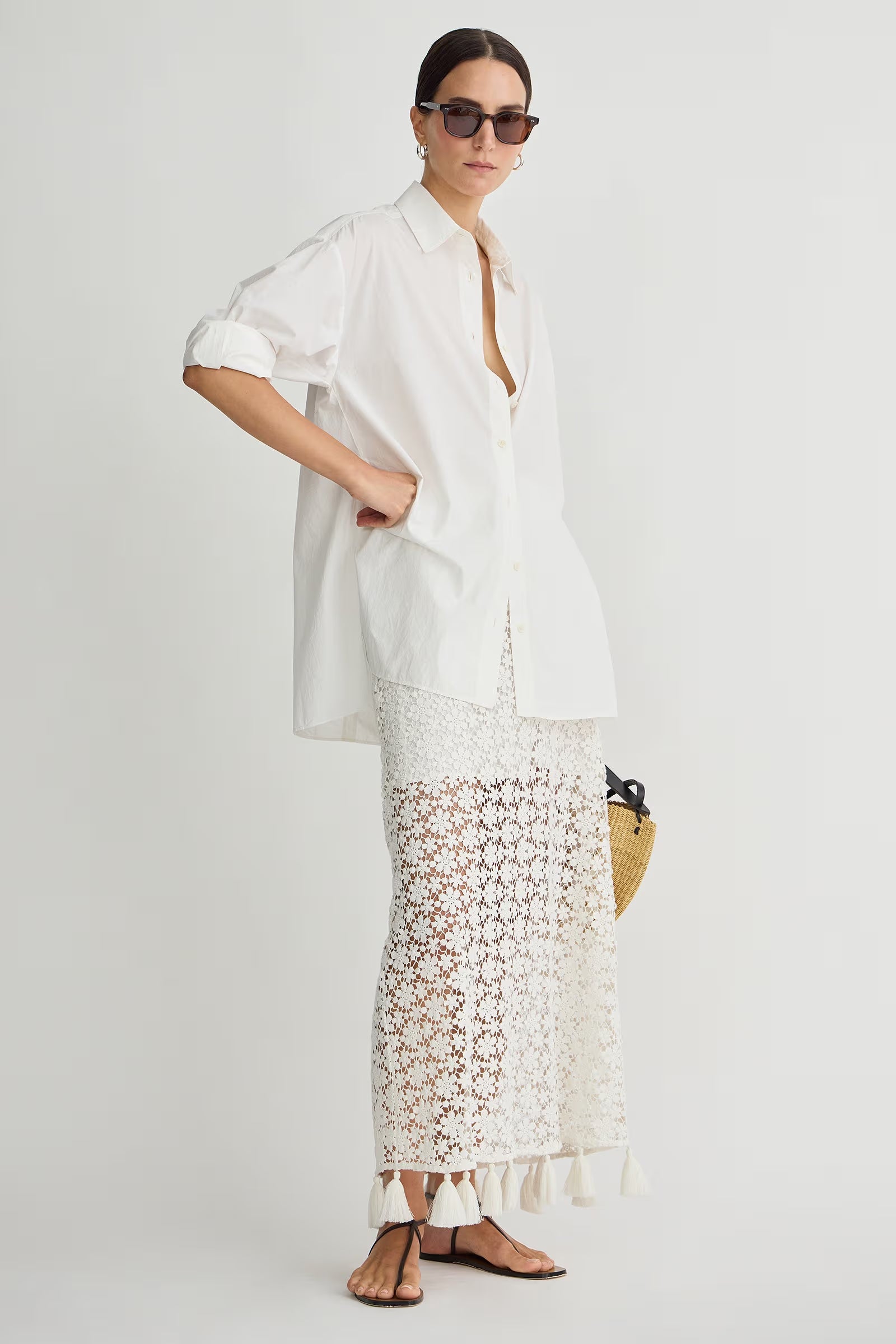 Valeska Tassel Column Skirt - Cream