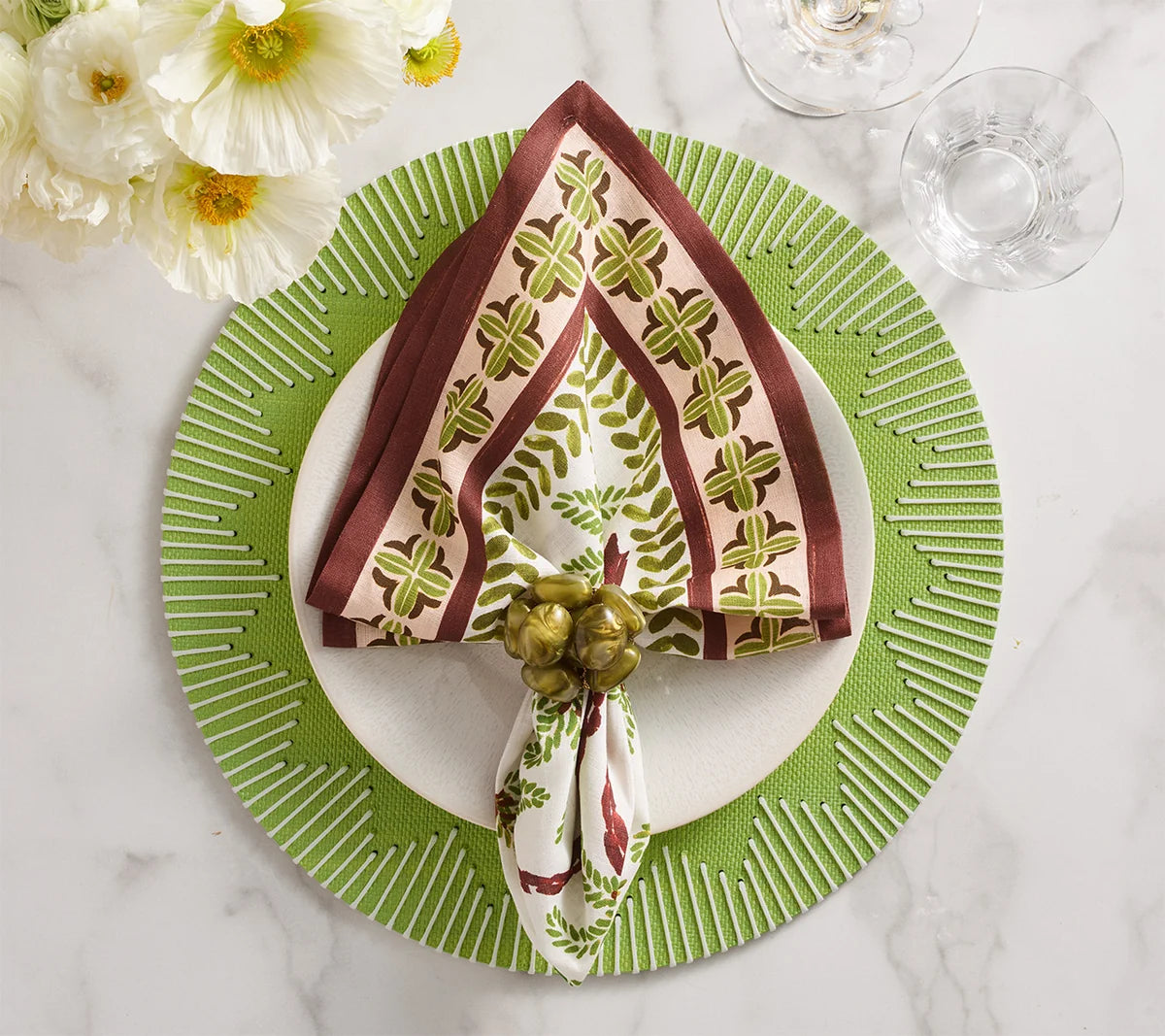 Dream Weaver Placemat Set/4 - Green & White