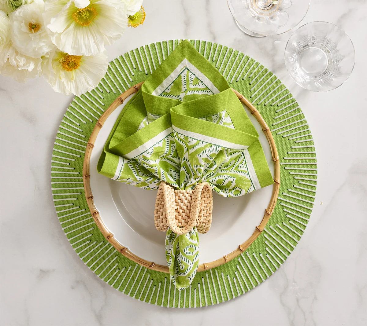 Dream Weaver Placemat Set/4 - Green & White