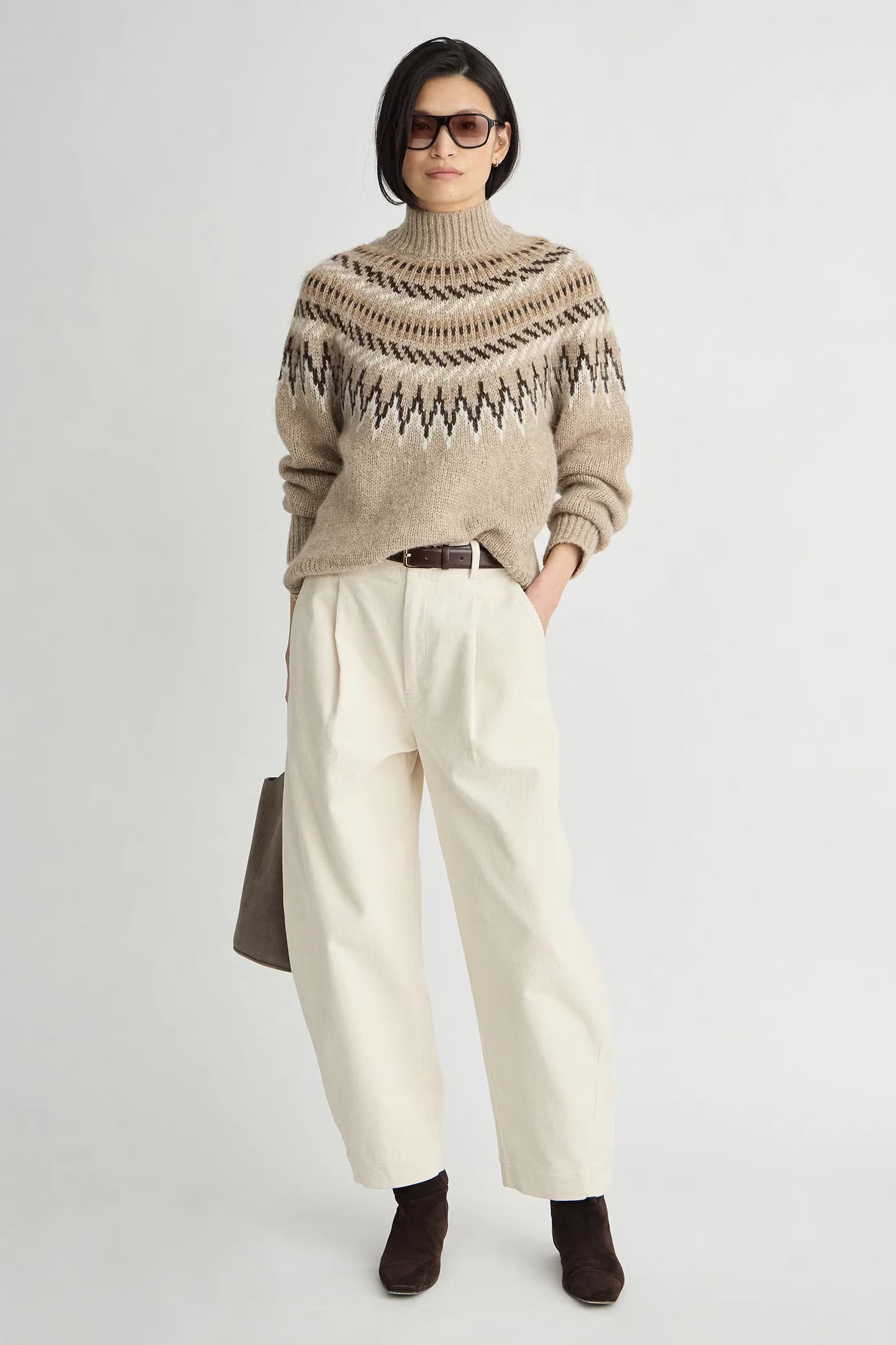 Fair Isle Mock Neck - Oatmeal