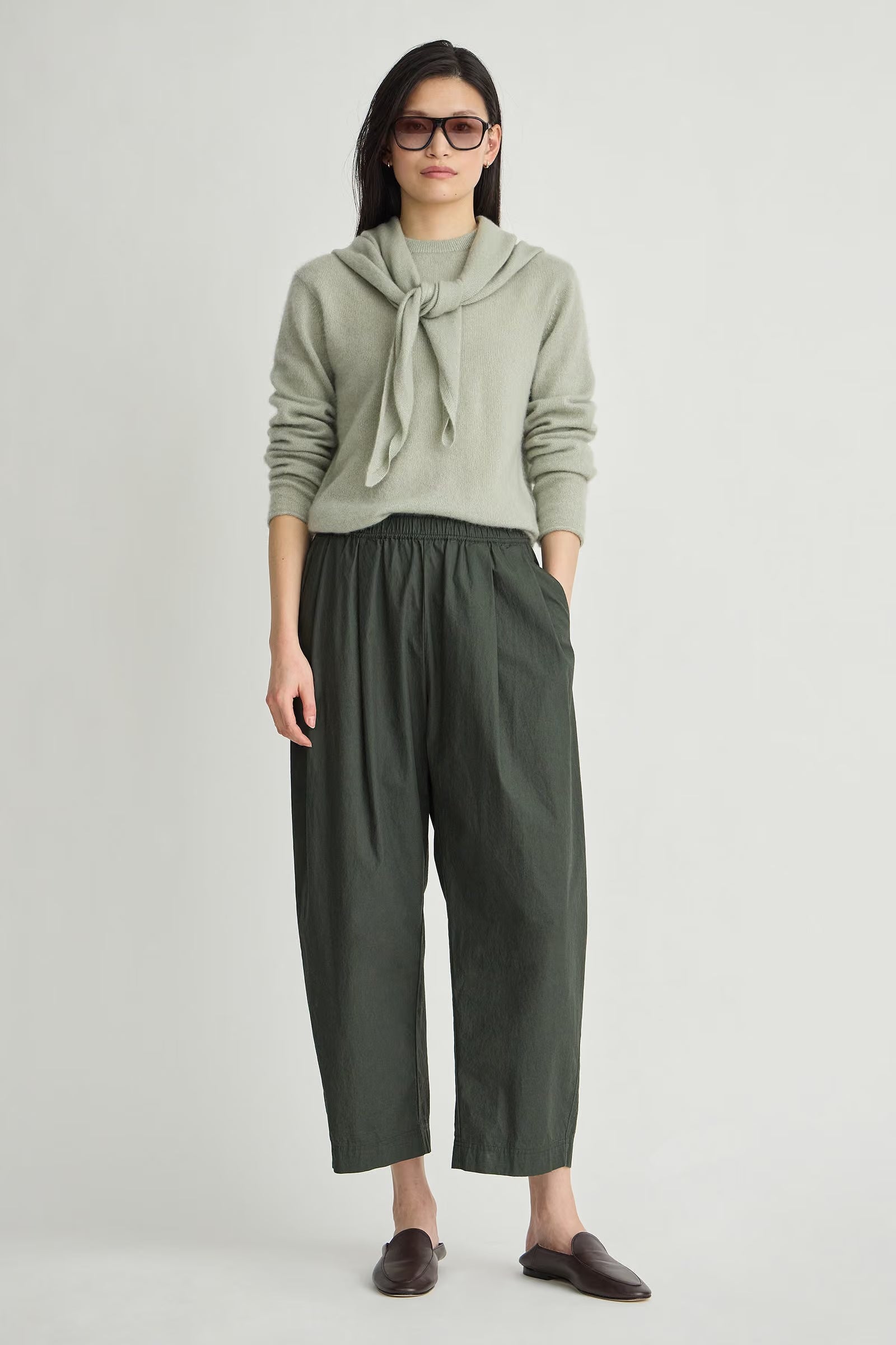 Softest Tissue Scarf Tie Top - Seafoam