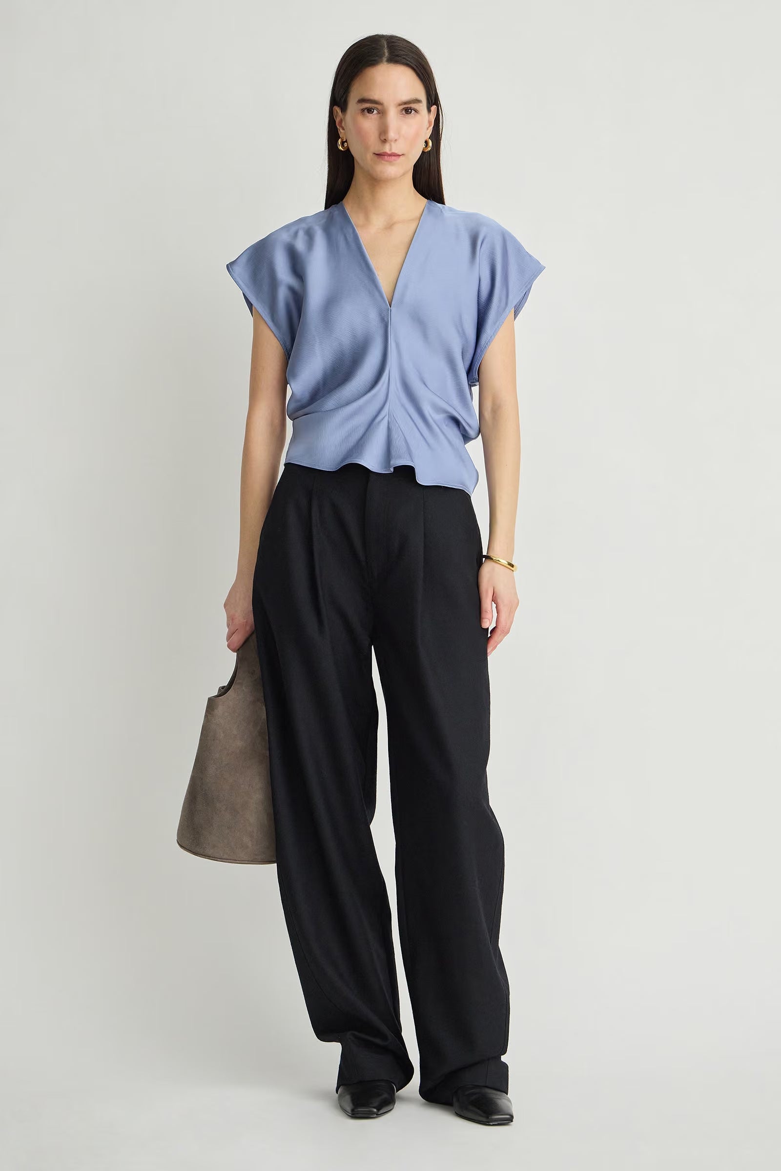 Monde Drape Bias Top - Moonstone