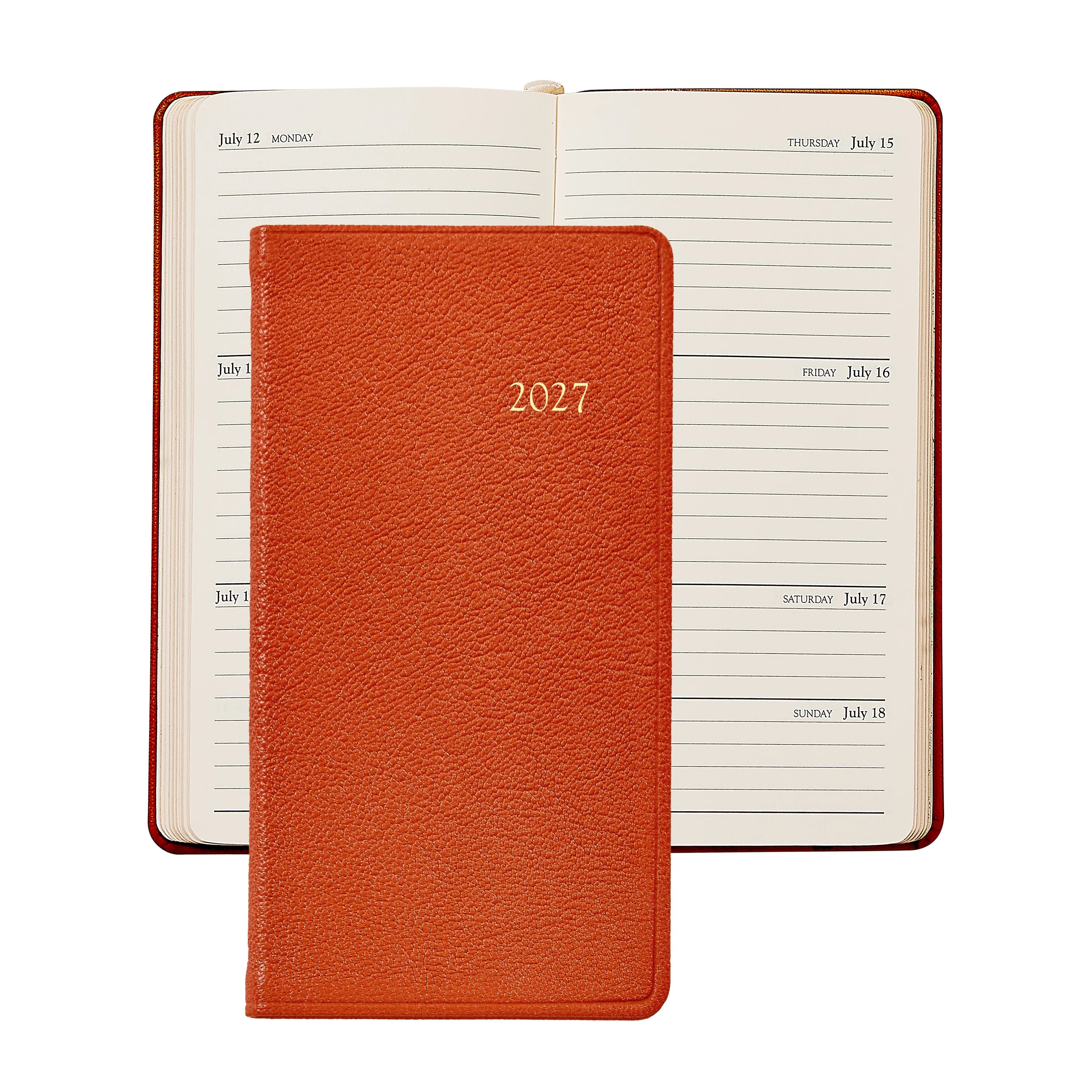 2027 6" Personal Pocket Datebook - Orange Goatskin Leather