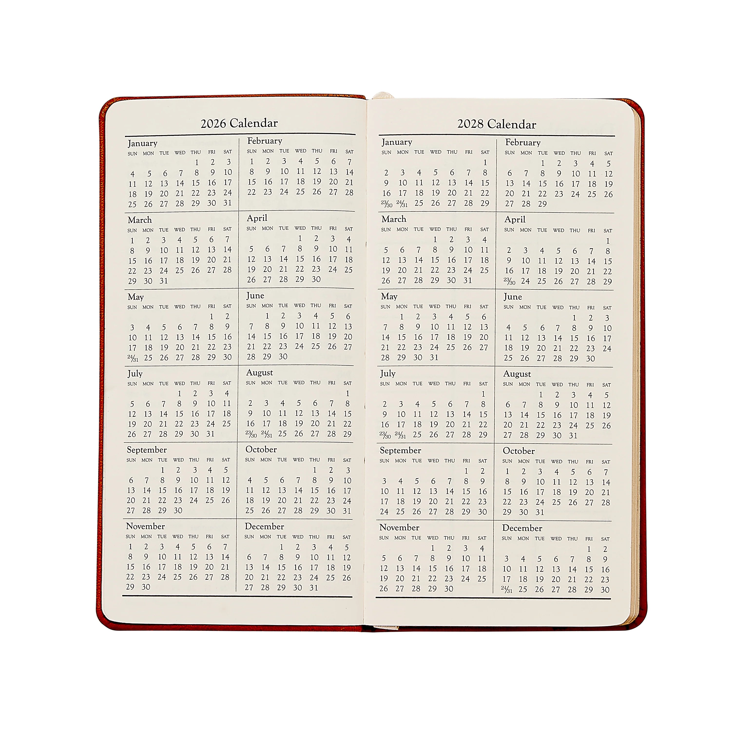 2027 6" Personal Pocket Datebook - Orange Goatskin Leather