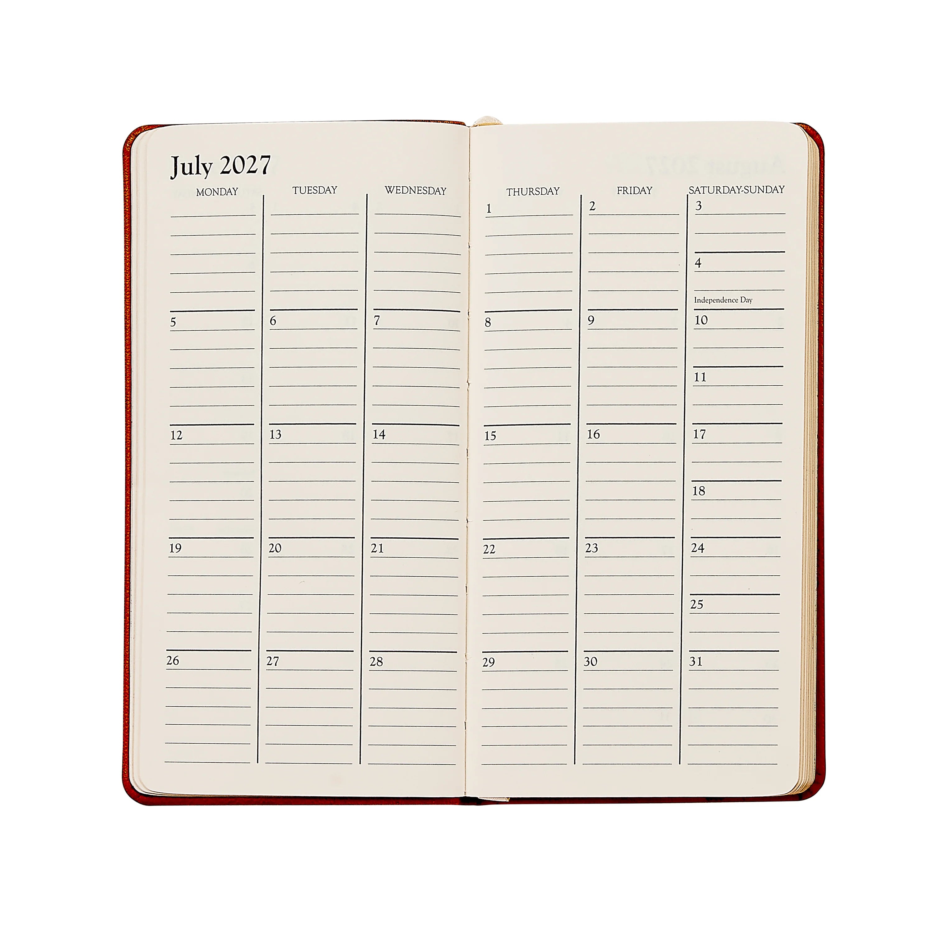2027 6" Personal Pocket Datebook - Orange Goatskin Leather