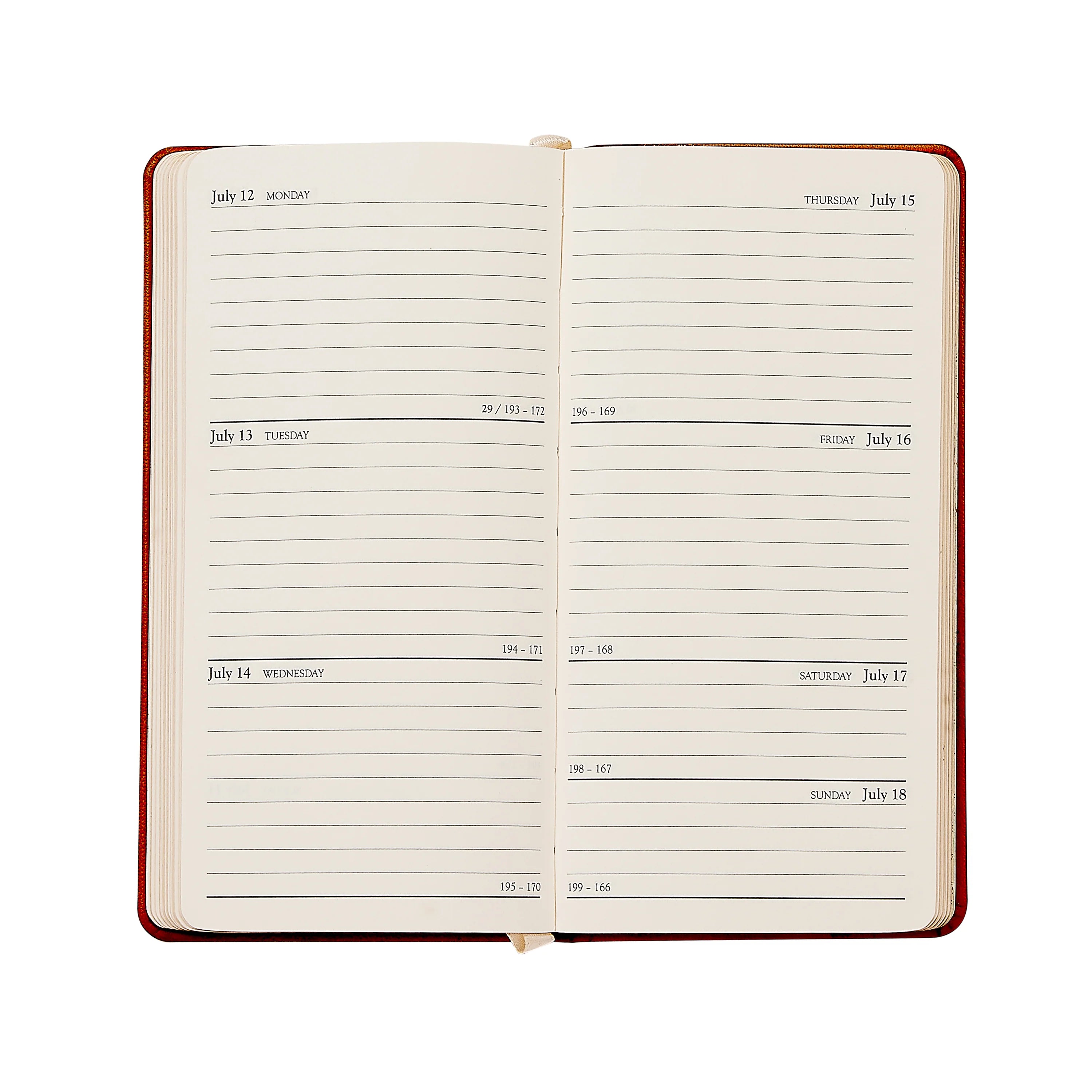 2027 6" Personal Pocket Datebook - Orange Goatskin Leather