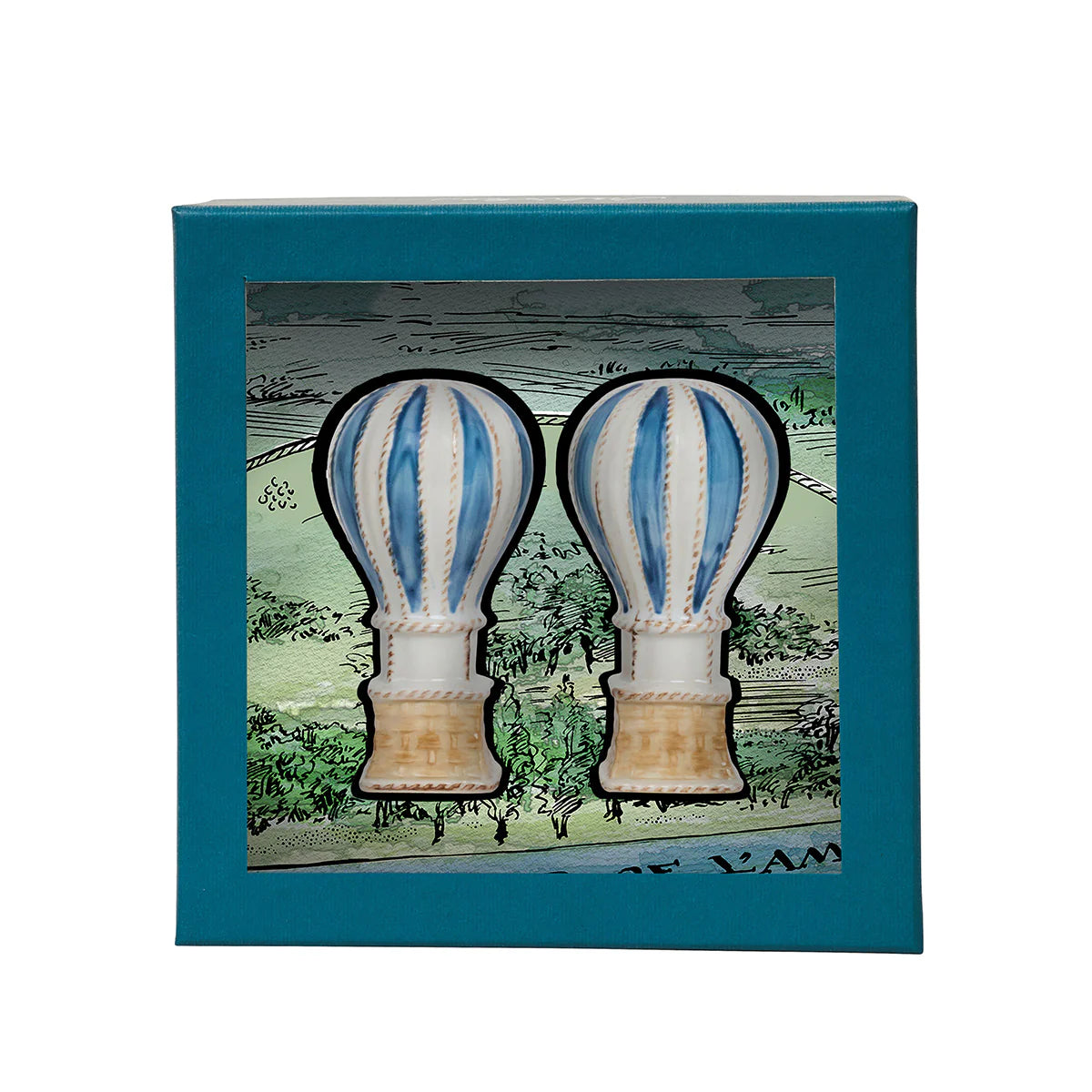 L'Amour Toujours Hot Air Balloon Salt and Pepper Shakers - Chambray