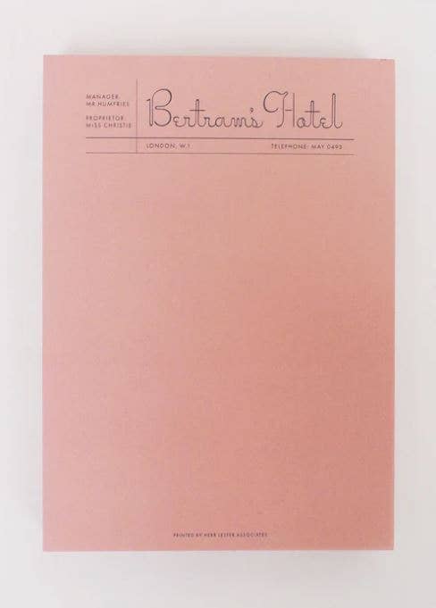 Bertram's Hotel: Fictional Hotel Notepad Set