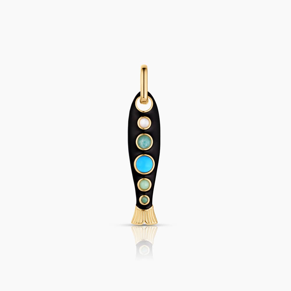 Amalfi Black Enamel Fish Clip Charm