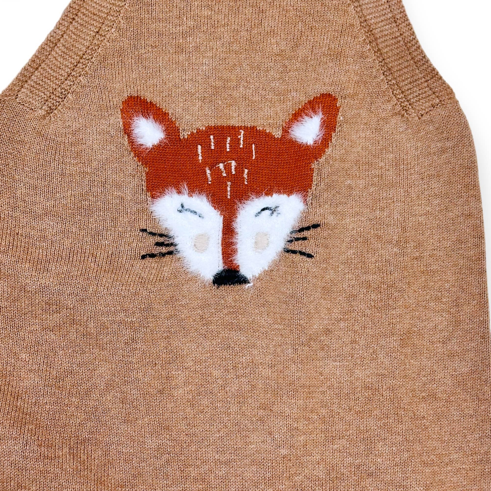 Furry Fox Sweater Knit Baby Overall & Bodysuit Set - Chai Spice