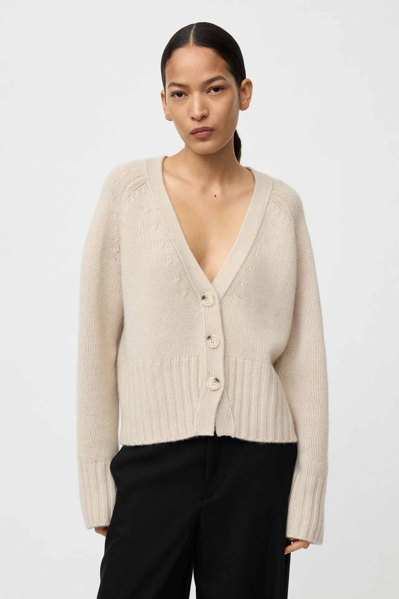 V-Neck Cardigan - Chalk
