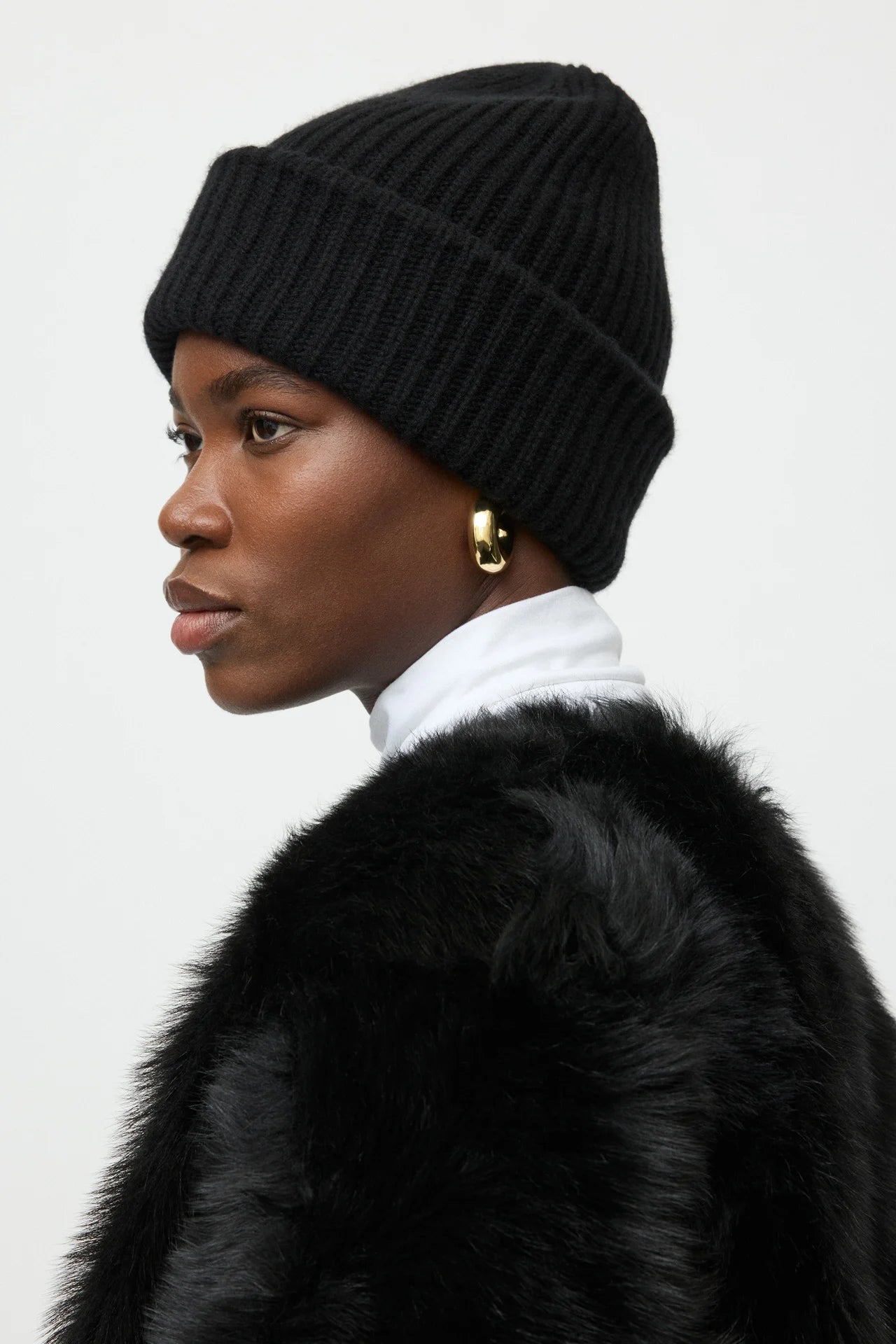 Ribbed Beanie - Black
