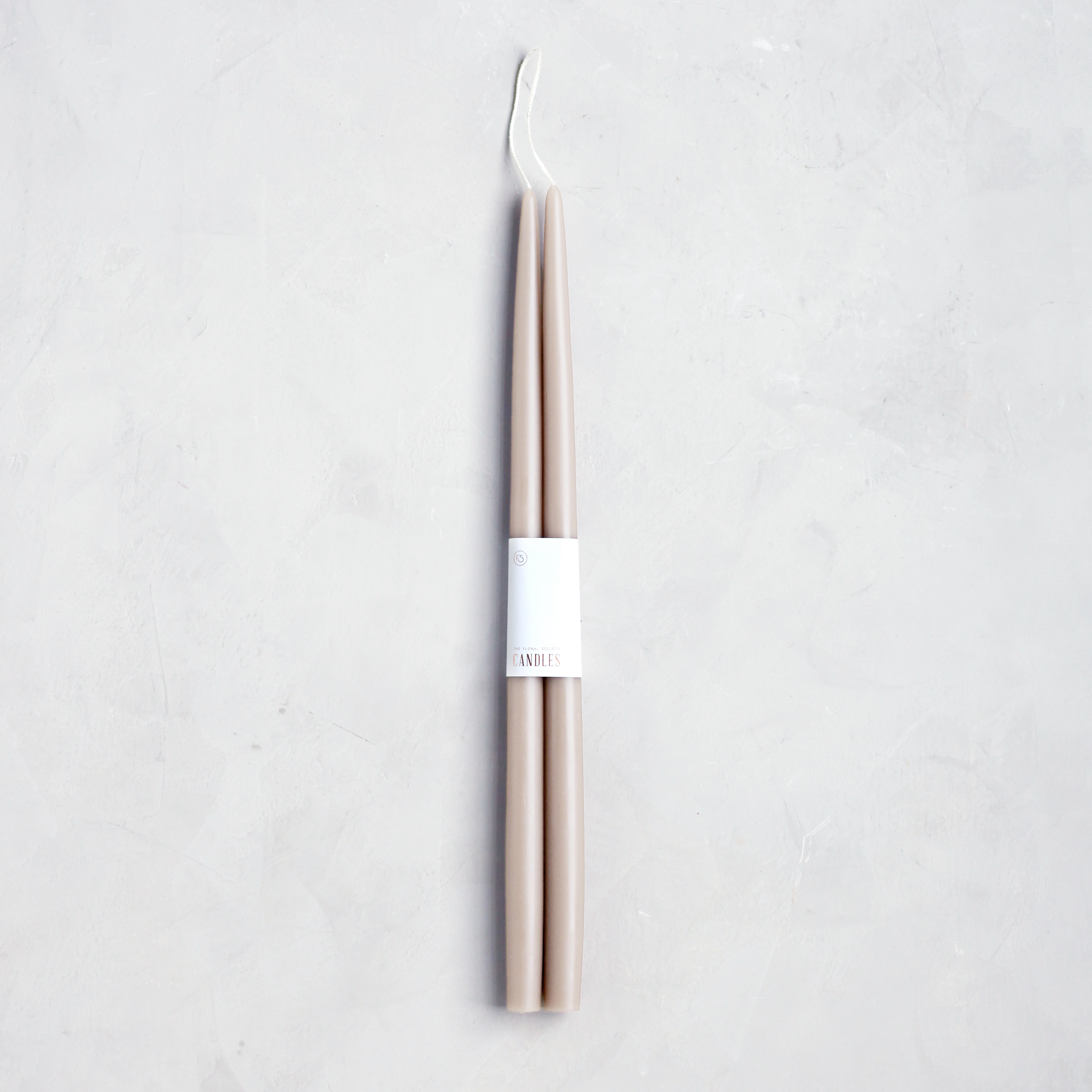The Floral Society - 18" Original Dipped Taper Candles: Greige