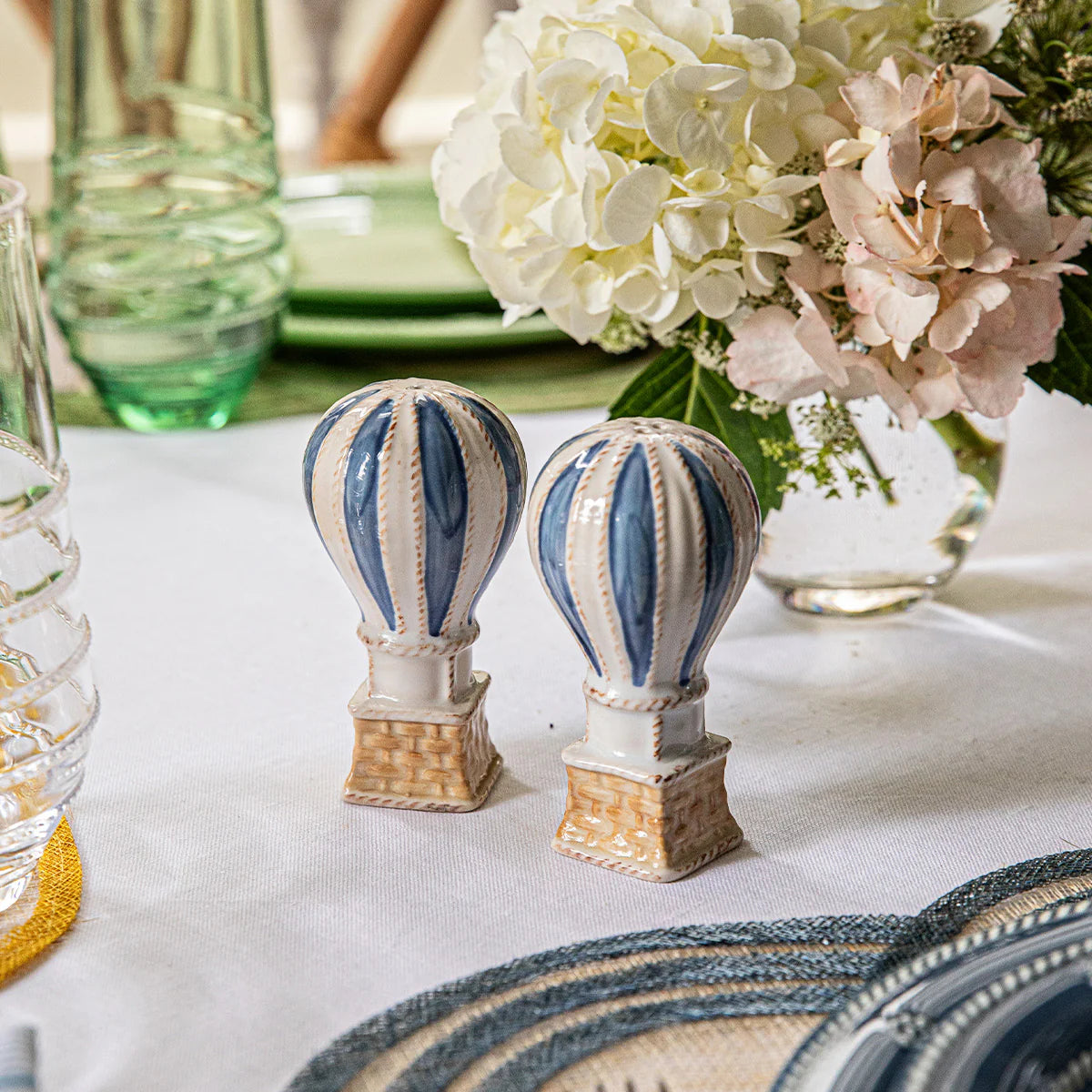 L'Amour Toujours Hot Air Balloon Salt and Pepper Shakers - Chambray