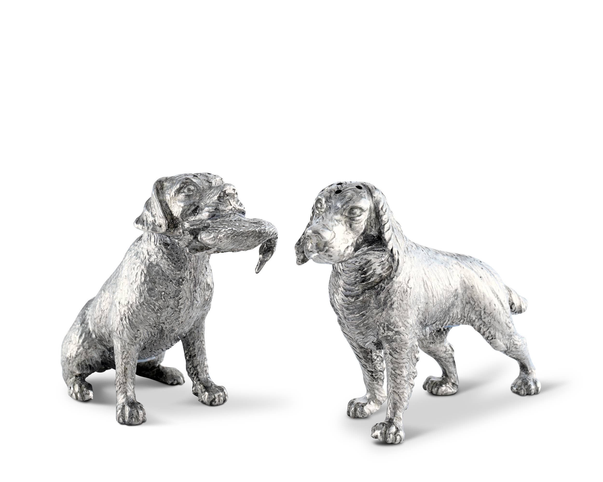 Pewter Hunting Dogs Salt & Pepper Set