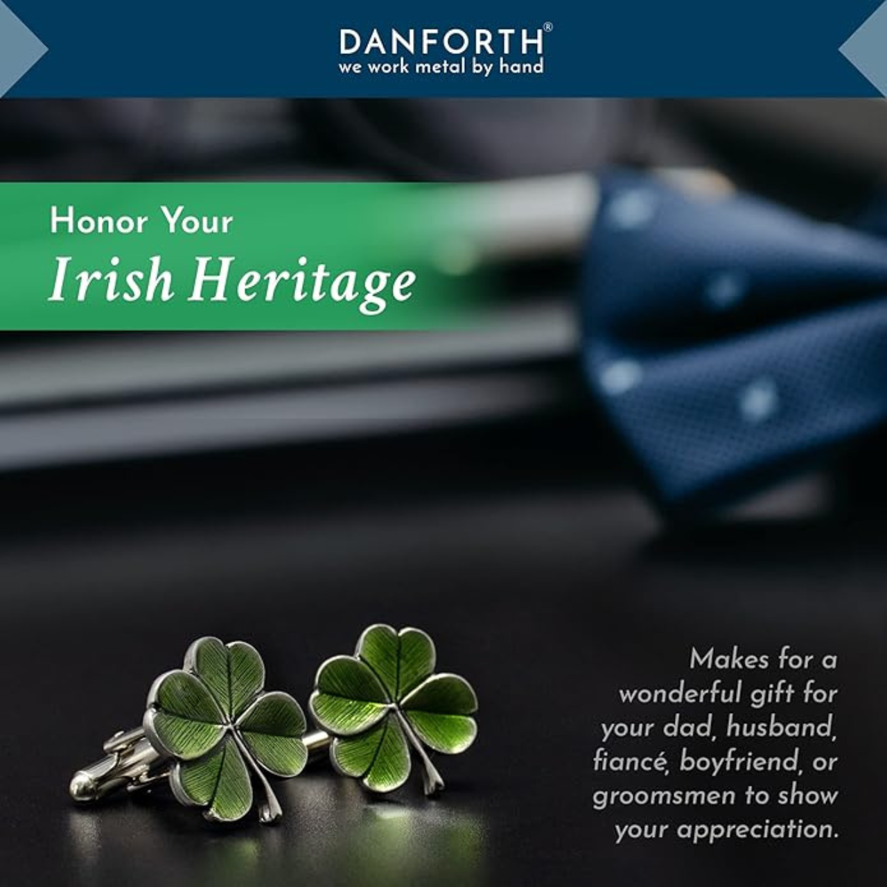 Danforth Pewter | Handcrafted Heirloom Quality Gifts - Clover / Green Cufflinks