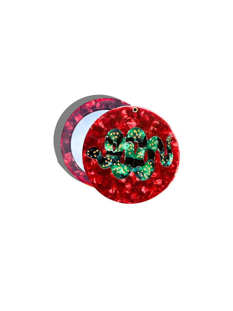 Solar Eclipse - Hand-painted Snake Compact Mirror | Eco-Friendly