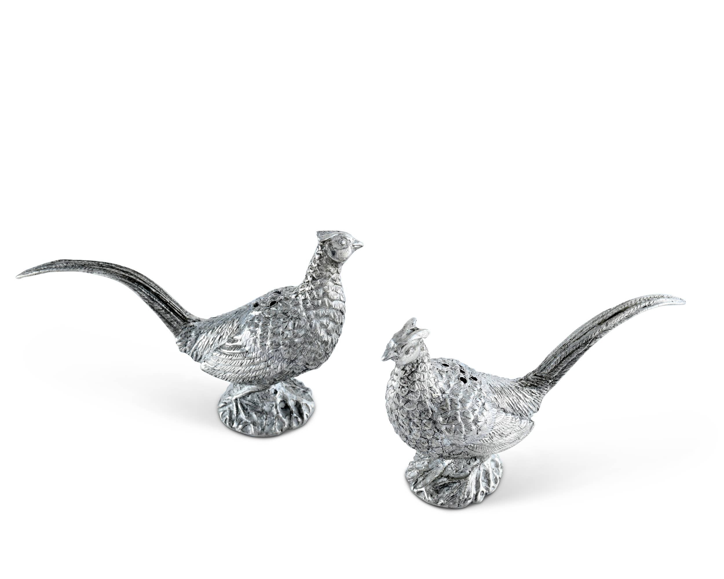 Pewter Salt & Pepper Set - Pheasants