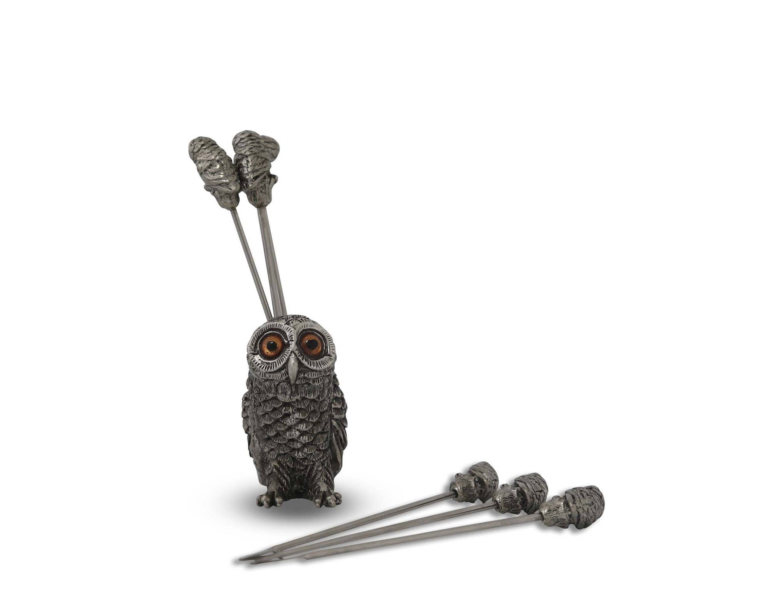 Pewter Cheese Pick Set - Owl