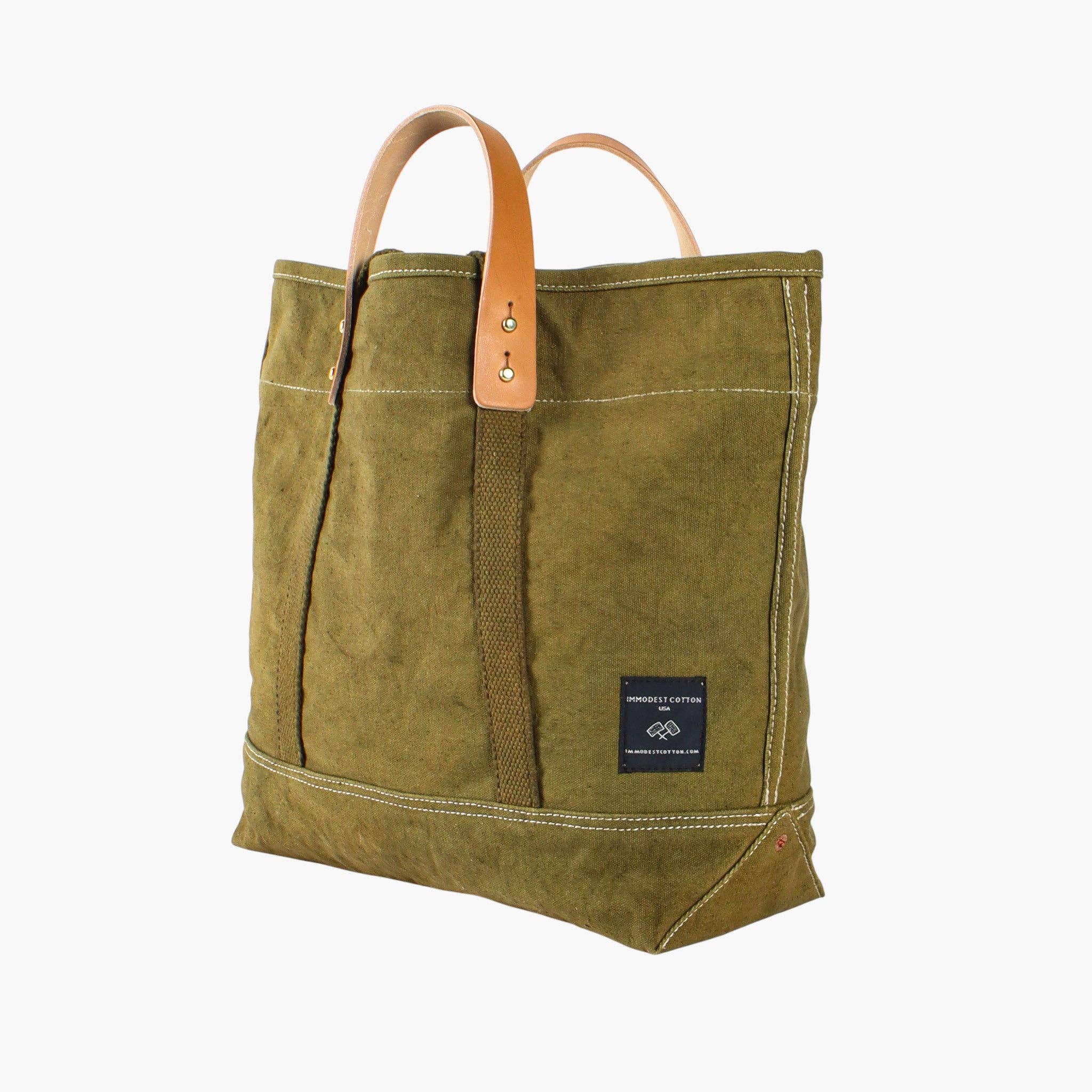 IMMODEST COTTON - Small East West Tote | Olive