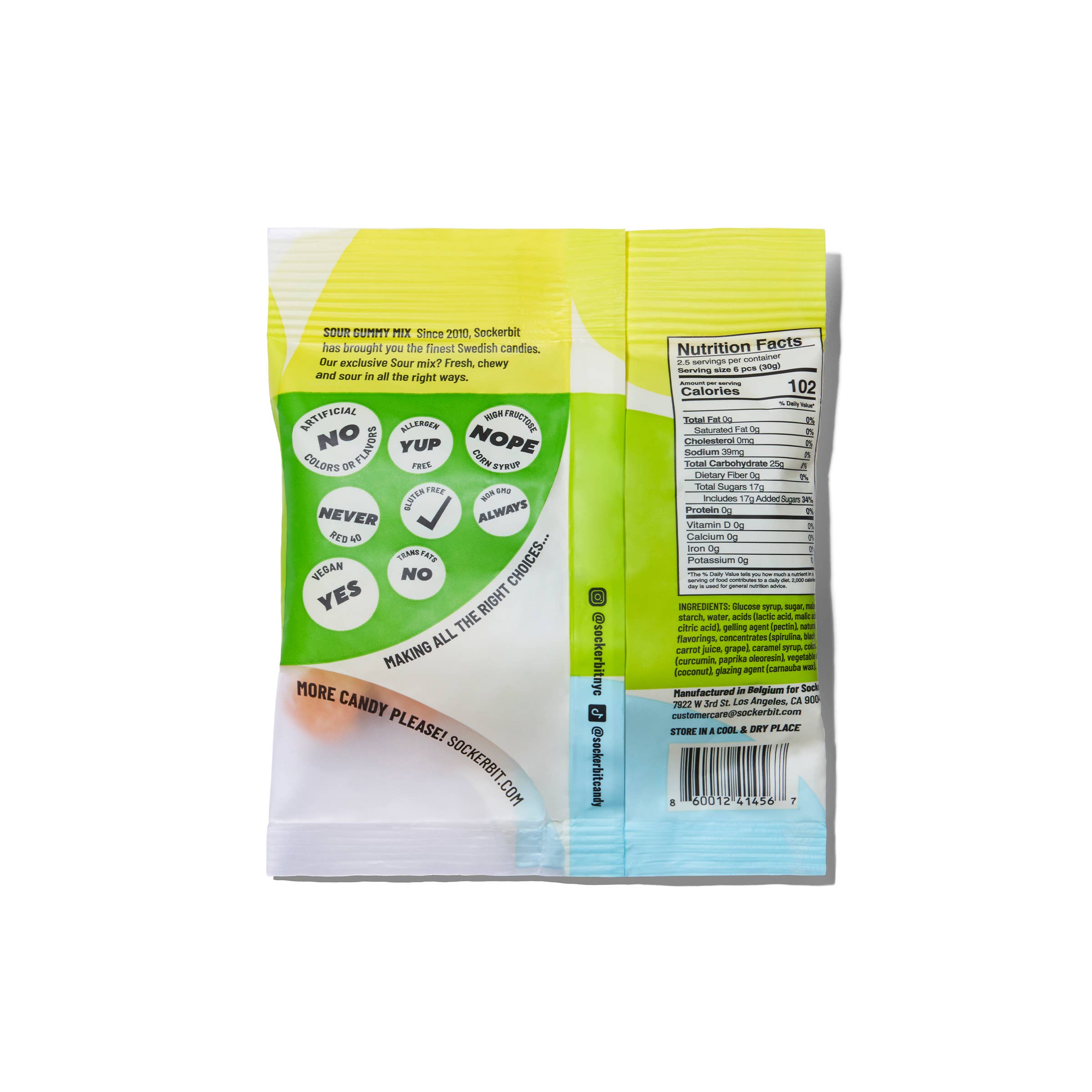 Sockerbit - Sour Gummy Mix Swedish Candy Bag 2.8oz