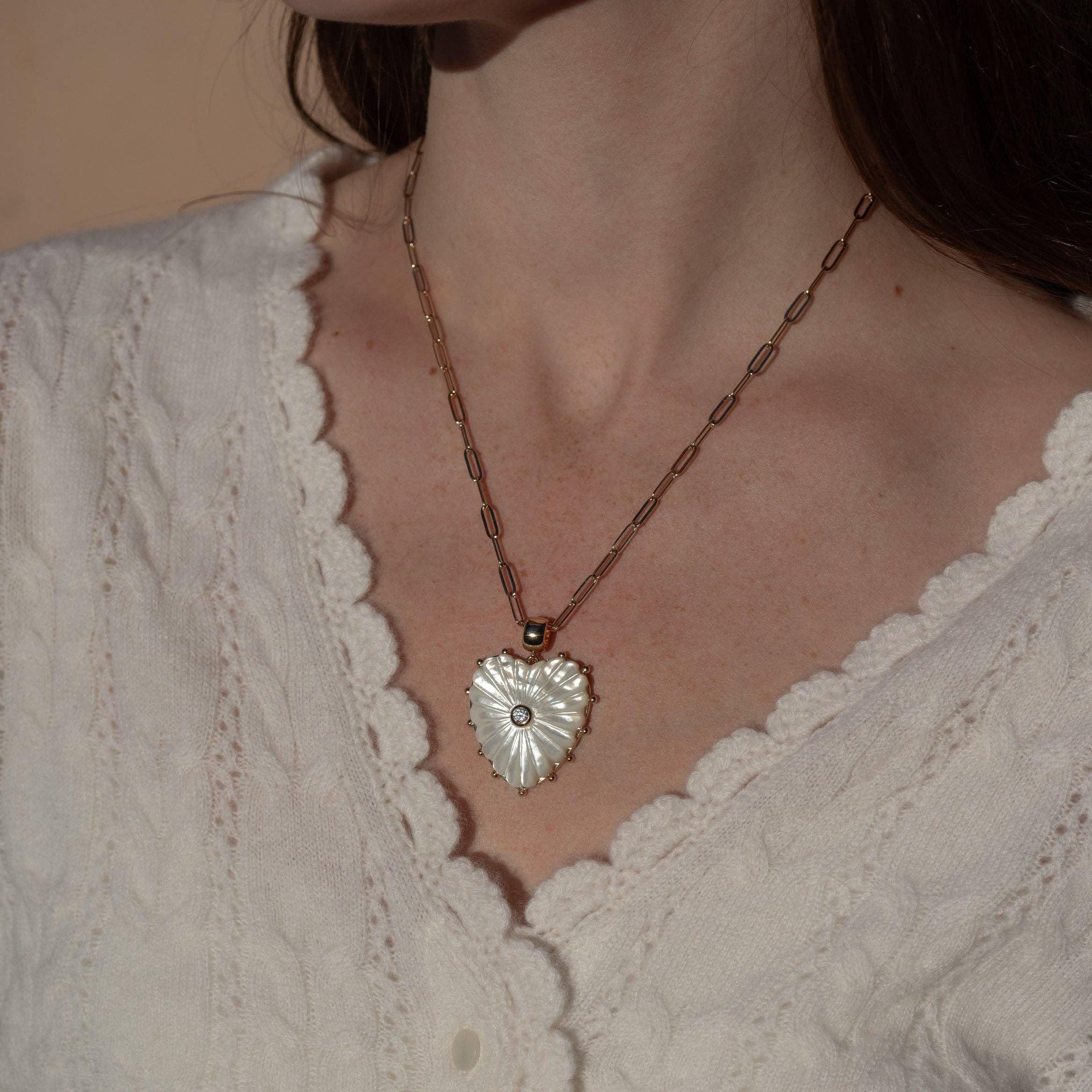 Malene Paperclip Necklace - Mother Of Pearl