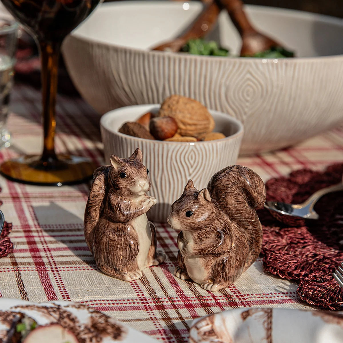 Clever Creatures Fox Squirrel and Pepper Shakers Set/2pc