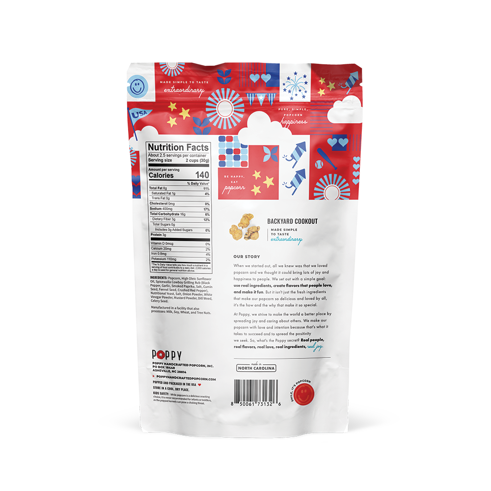 Poppy Hand-Crafted Popcorn - Backyard Cookout Popcorn