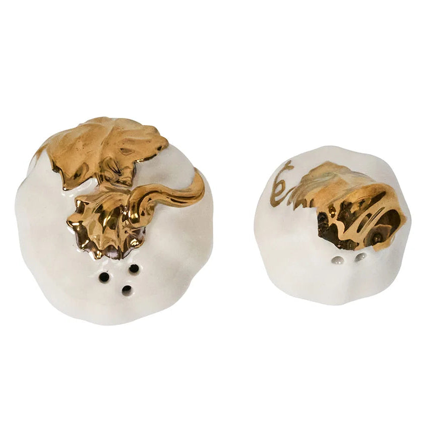 Forest Walk Pumpkin Salt & Pepper Shakers - Gold