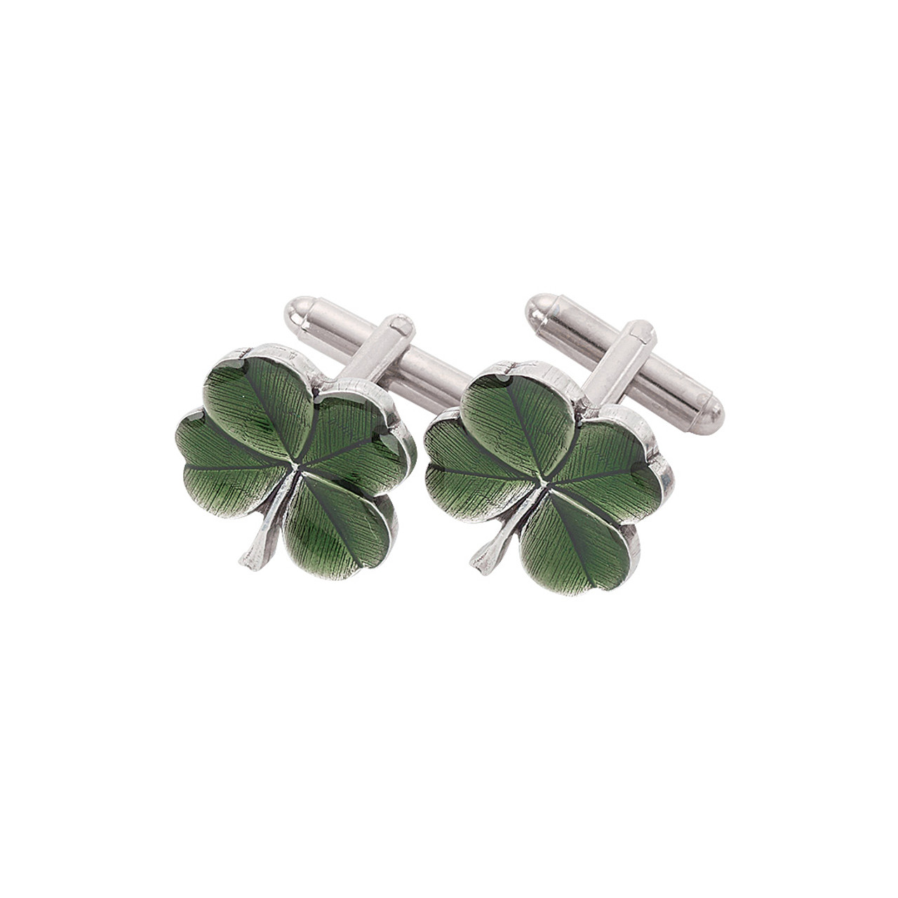 Danforth Pewter | Handcrafted Heirloom Quality Gifts - Clover / Green Cufflinks