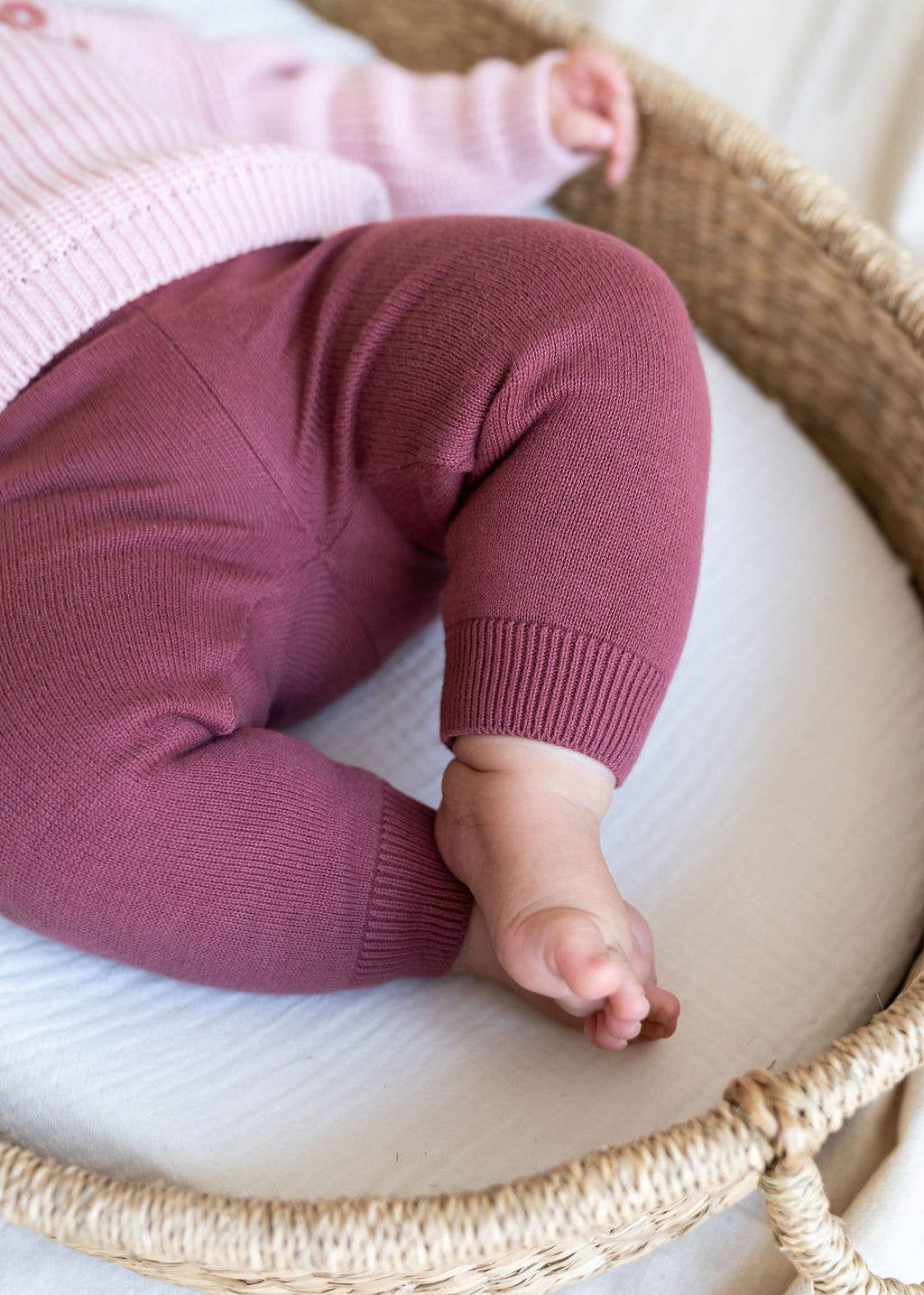 Pocket Sweater Knit Baby Legging Pants - Natural