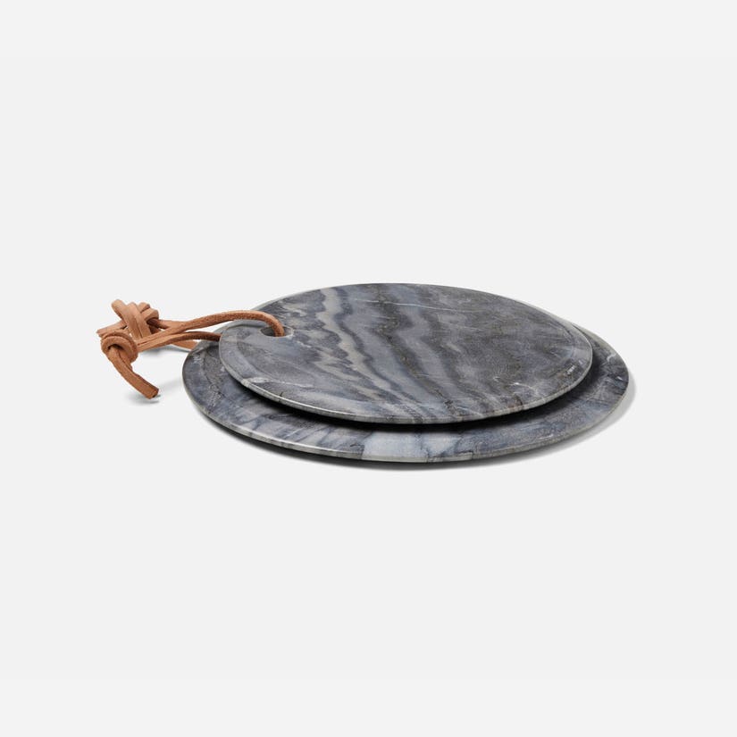 Viola Marble Round Serving Board Set/2 - Black