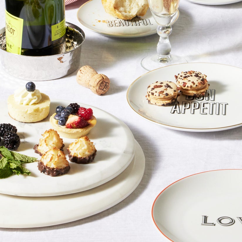 Viola Marble Round Serving Board Set/2 - White