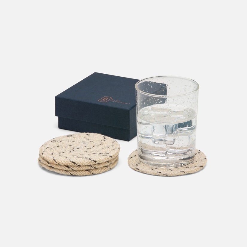 Atticus Jute Coasters Boxed Set of 4 - Speckled White