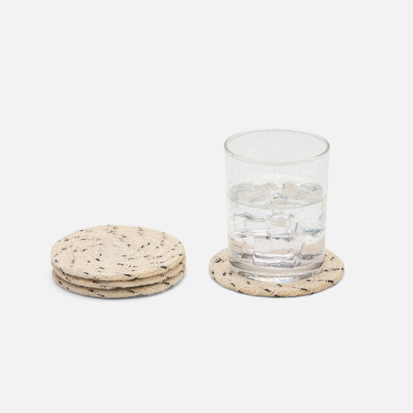 Atticus Jute Coasters Boxed Set of 4 - Speckled White