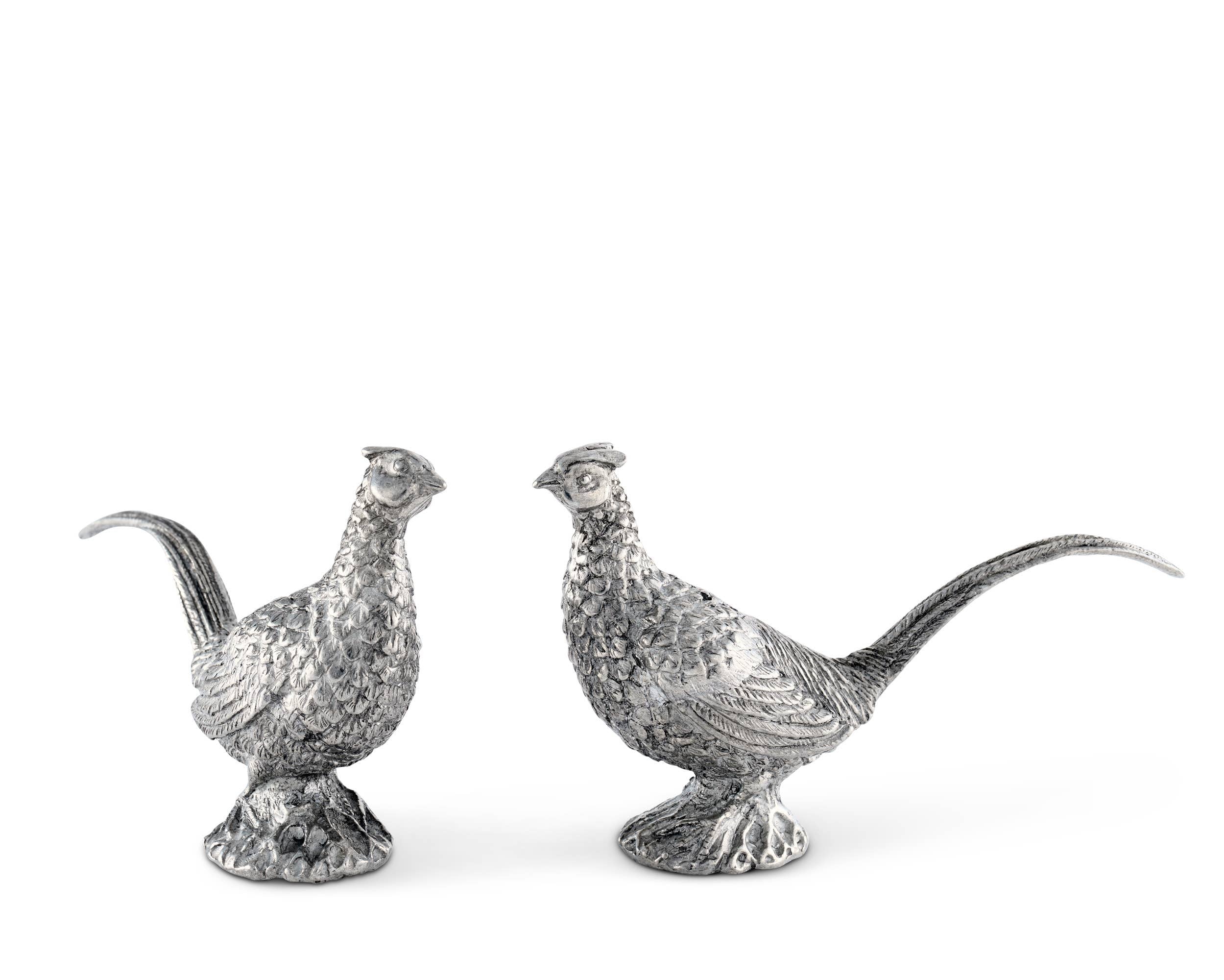 Pewter Salt & Pepper Set - Pheasants