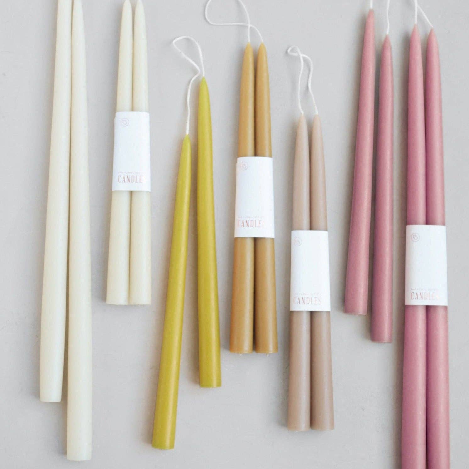 The Floral Society - 12" Original Dipped Taper Candles: Greige