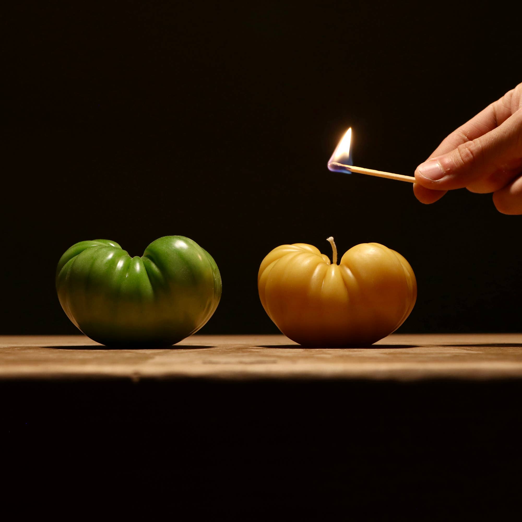 Small Heirloom Tomato Beeswax Candle - Green