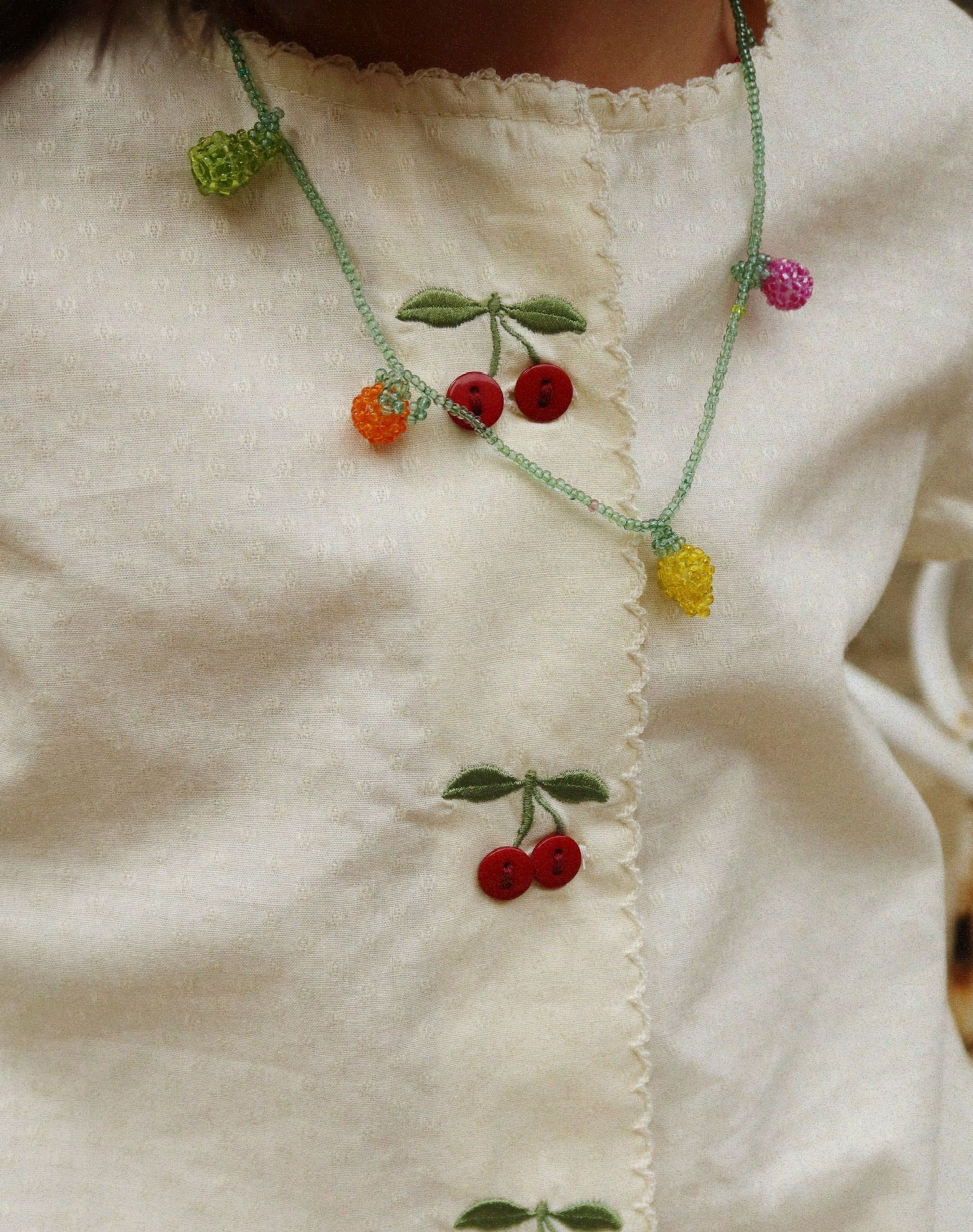 Evia Cherry Dress - Cloud Cream