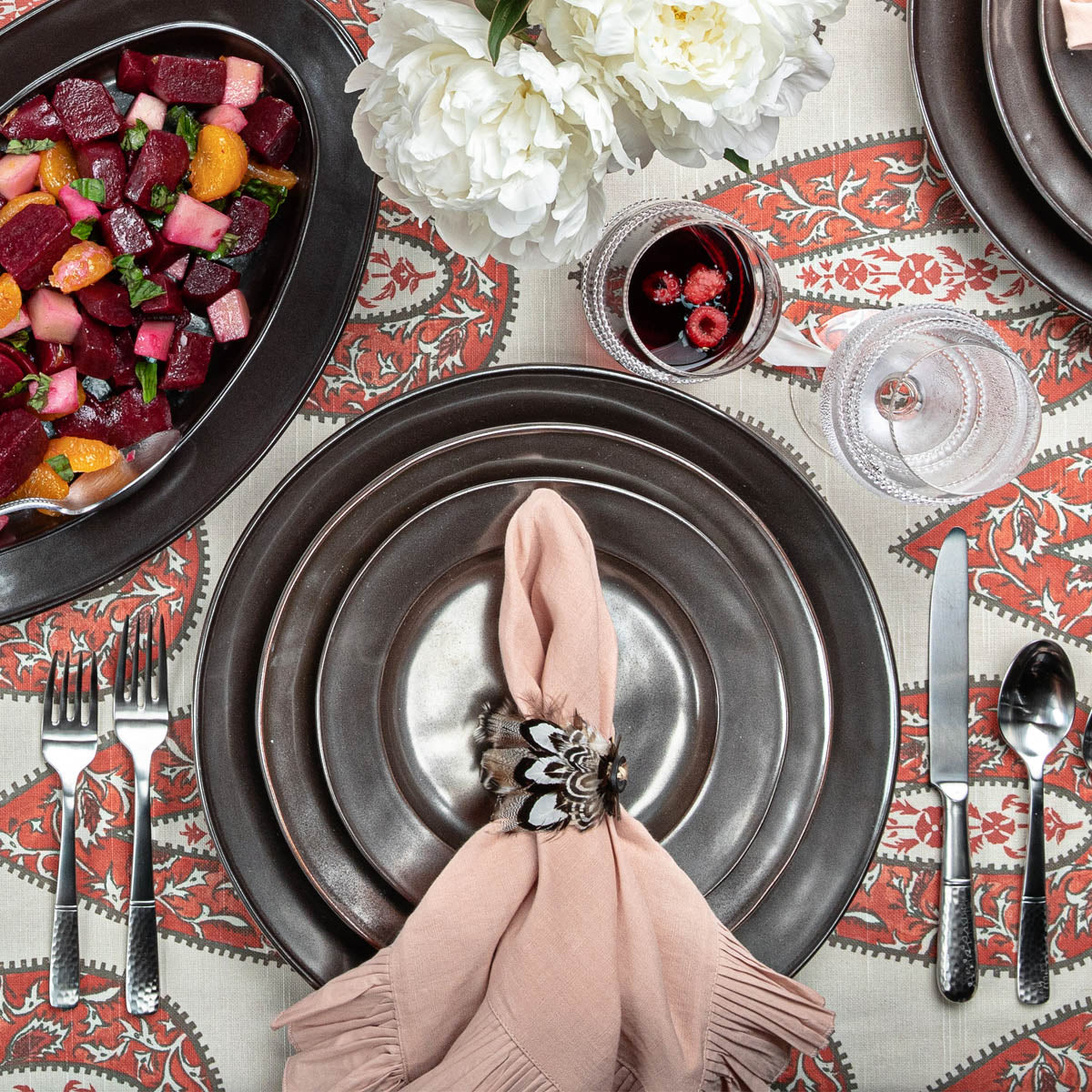 Feather Napkin Ring Set of 4  - Espresso